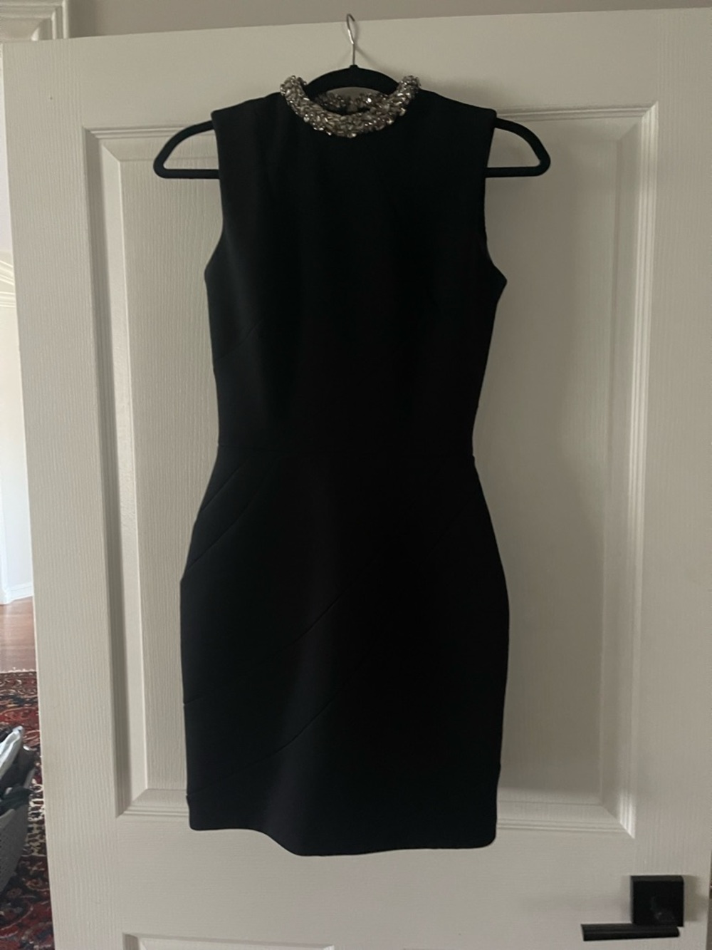 Victoria Beckham Black Sleeveless Jewel-Neck Mini Dress